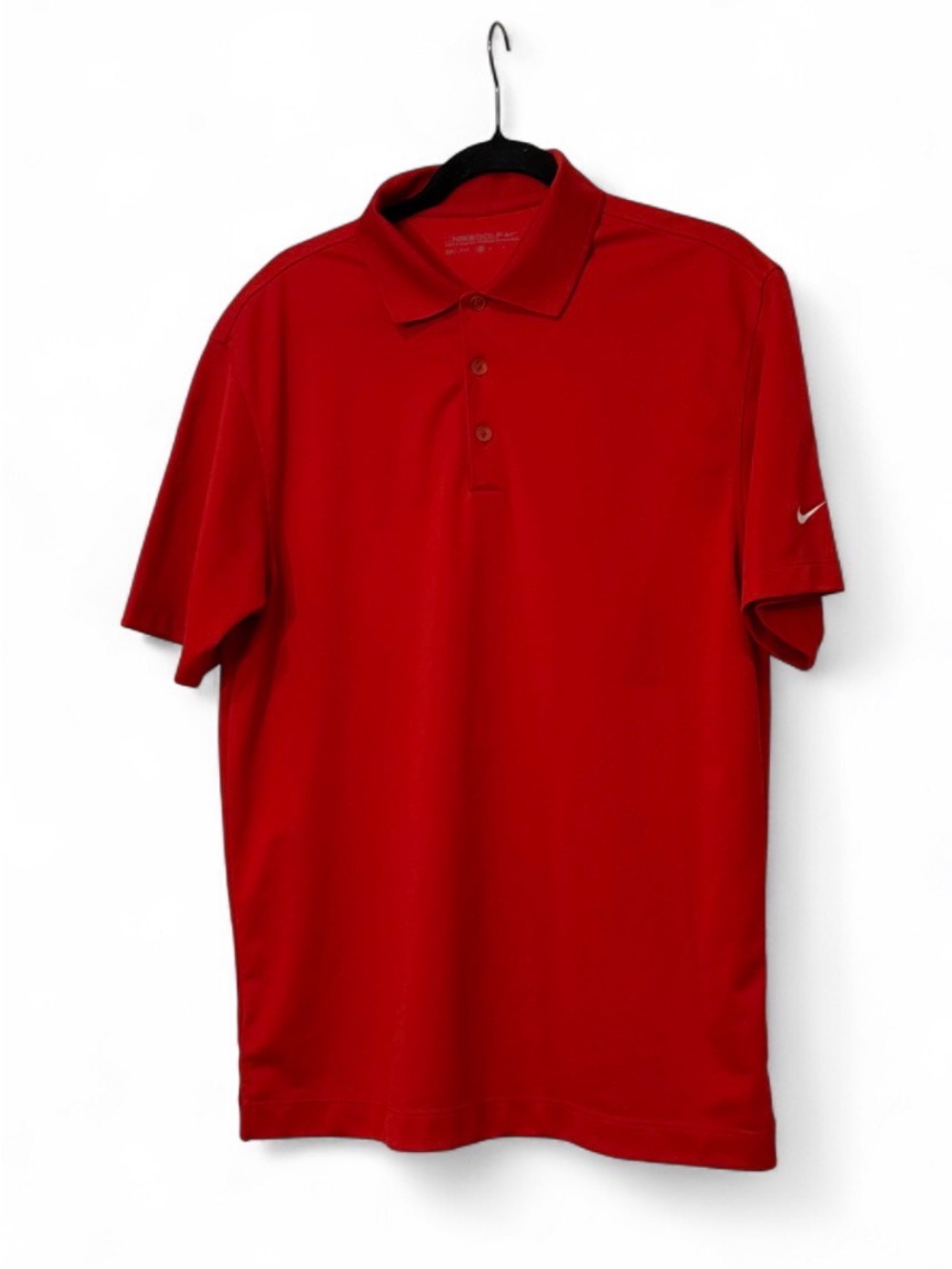 Nike Golf Shirt Mens Medium Red Dri-FIT Short Sleeve Solid Polo Tech Athletic